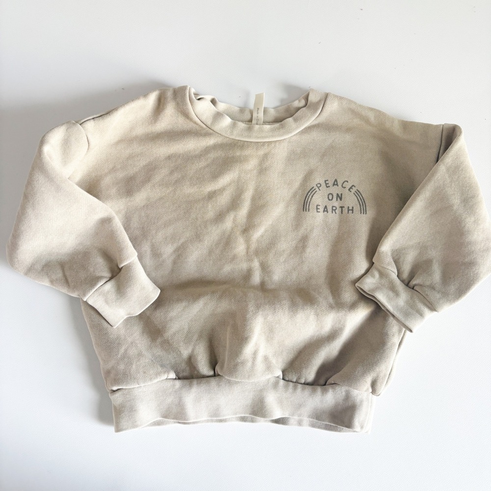 Rylee + Cru Toddler Peace on Earth Boho Neutral Relaxed Sweatshirt Size 12-18m
